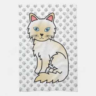 Cream Point Birman / Ragdoll Cute Cat & Paws Tea Towel