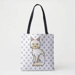 Cream Point Birman / Ragdoll Cute Cat & Paws Tote Bag