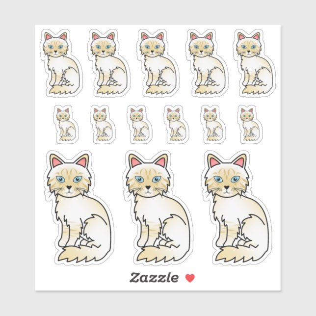 Cream Point Tabby Birman / Ragdoll Cartoon Cats (Sheet)