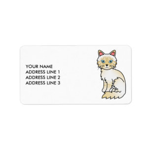 Cream Point Tabby Birman/Ragdoll Cat & Custom Text Label