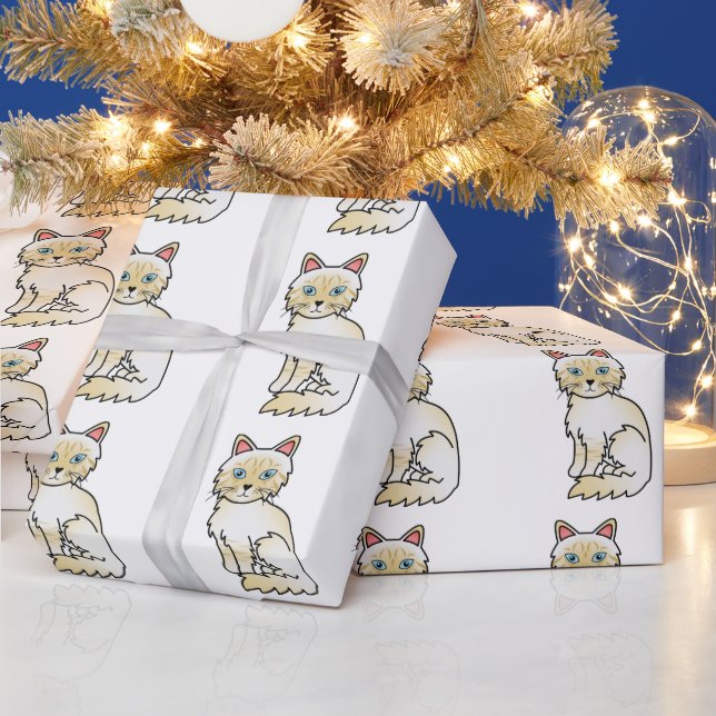 Cream Point Tabby Birman / Ragdoll Cat Pattern Wrapping Paper (Holidays)