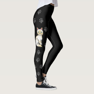 Cream Point Tabby Birman/Ragdoll Cat & Paws Black Leggings