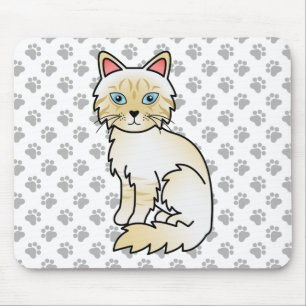 Cream Point Tabby Birman/Ragdoll Cute Cat & Paws Mouse Pad