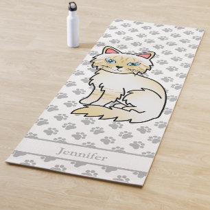 Cream Point Tabby Birman/Ragdoll With Paws & Name Yoga Mat