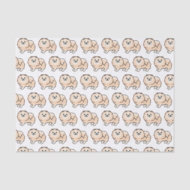 Cream Pomeranian Cute Cartoon Dog Pattern Tissue Paper (Front)
