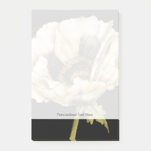 Cream Poppy Flower on Black Background Post-it Notes