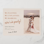 Cream Post Wedding Party Save the Date Foil Card<br><div class="desc">Cream Post Wedding Party Save the Date Foil Card. 2020 was a year of planning, re-planned and rescheduling your wedding plans. Some couples even decided to keep their wedding date to marry and plan their reception for another date. This Post Wedding Save the Date is perfect to announce your new...</div>
