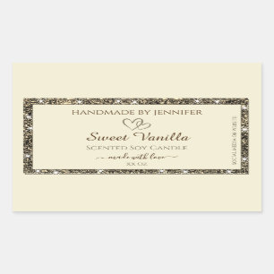 Cream Product Packaging Labels Gold Glitter Border