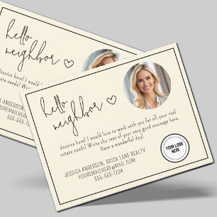 Cream Professional Hello Neighbour Real Estate Postcard