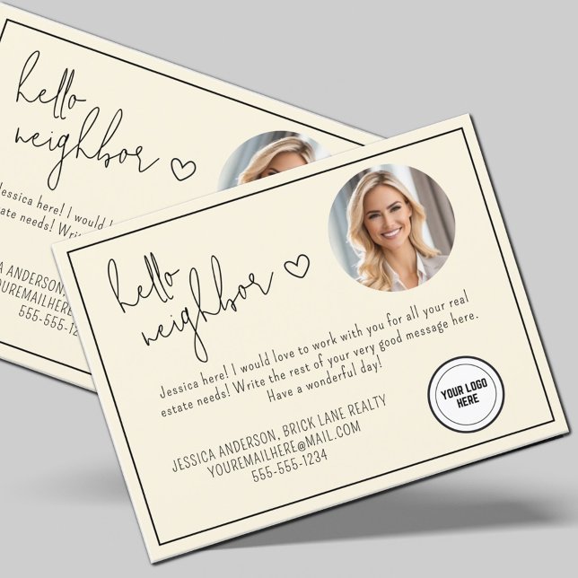 Cream Professional Hello Neighbour Real Estate  Postcard (Creator Uploaded)