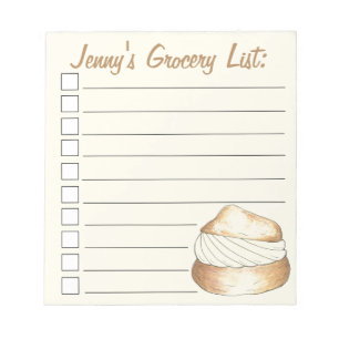 Cream Puff Pastry Chef Grocery Food Shopping List Notepad