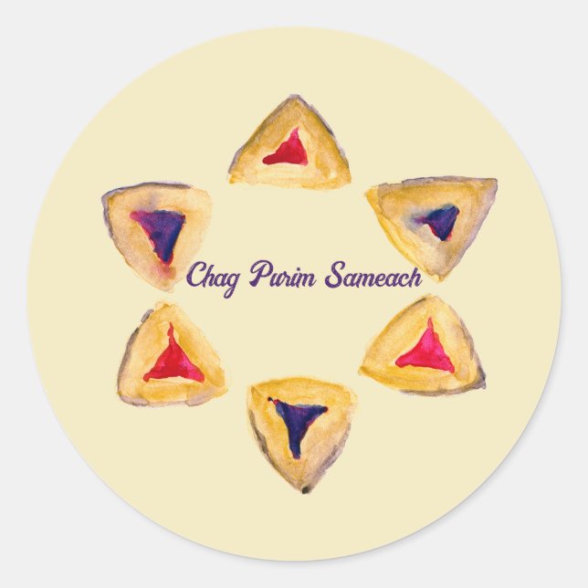 Cream Purim Hamantaschen  Classic Round Sticker (Front)