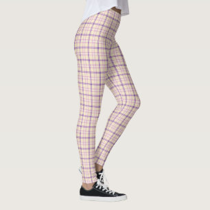 Cream Purple Plaid Classic Pattern Retro Leggings