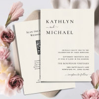 Cream QR Code All In One Modern Minimalist Wedding