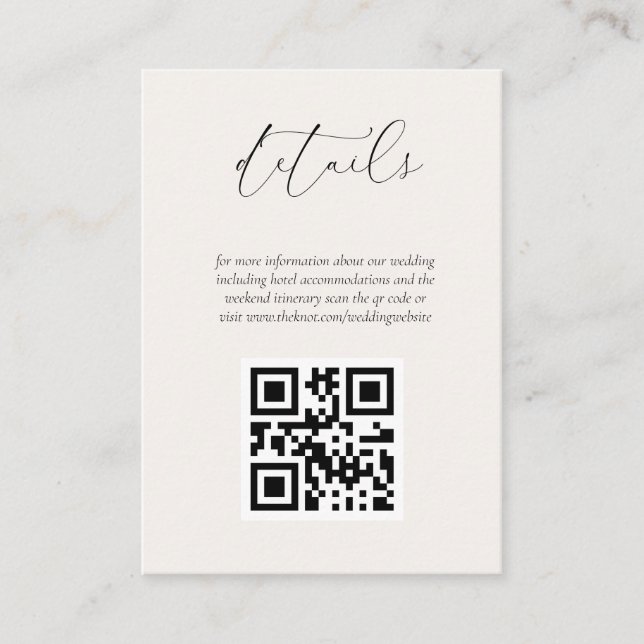 Cream QR Code Wedding Website Enclosure Card (Front)