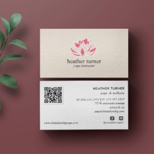 Cream QR CODE wellness spa massage yoga Business Card