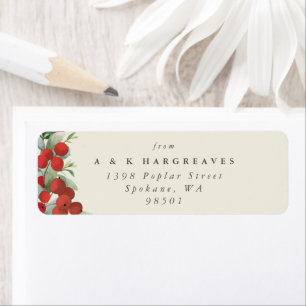 Cream Red Berries+Eucalyptus Christmas Address Return Address Label