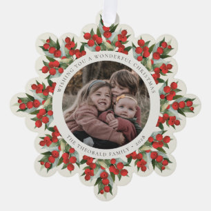 Cream Red Berries+Greenery Christmas Paper Tree Decoration Card