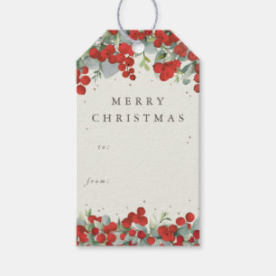 Cream Red Berry+Eucalyptus Christmas/Holiday Gift Tags