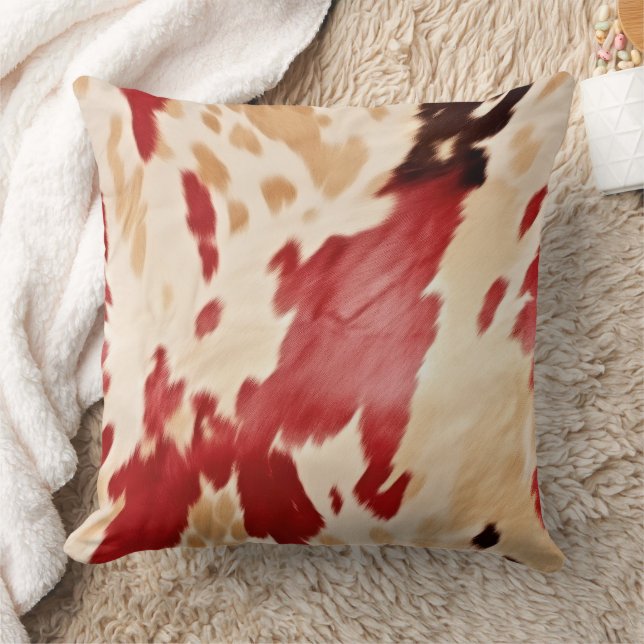 Cream Red Black Cowhide Christmas  Cushion (Blanket)