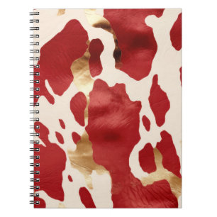 Cream Red Gold Western Cowhide Howdy Notebook
