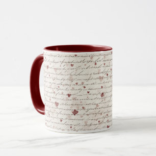 Cream Red Hearts Mug