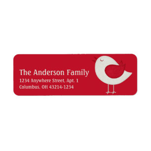 Cream & Red Little Birdie 3 Chic Address Labels