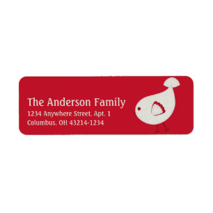 Cream & Red Little Birdie 4 Chic Address Labels