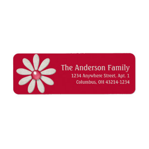 Cream & Red Little Flower Chic Address Labels