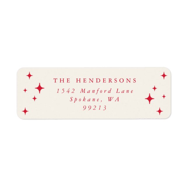 Cream & Red Retro Stars Return Address Label (Front)