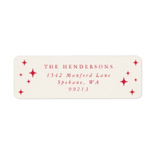 Cream & Red Retro Stars Return Address Return Address Label