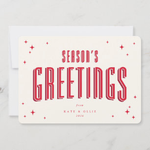 Cream+Red Season's Greetings Retro Stars Flat Holiday Card