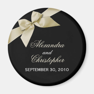 Cream Ribbon Save The Date Wedding Announce Magnet