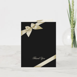 Cream Ribbon Thank You Blank Card