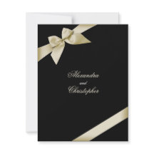 Cream Ribbon Wedding Announcement