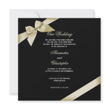 Cream Ribbon Wedding Announcement 2