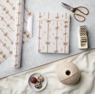 Cream Rope Bows Birthday Wrapping Paper