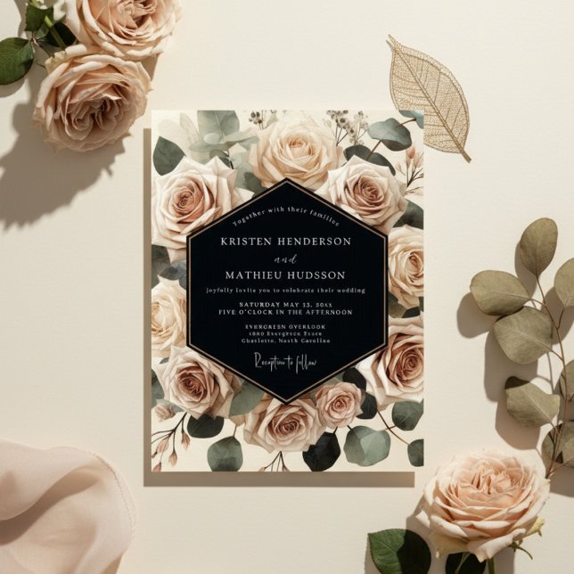 Cream Rose Botanical Romance Wedding Invitation (Creator Uploaded)