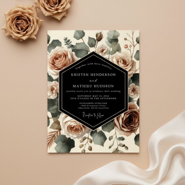 Cream Rose Botanical Romantic Wedding Invitation (Creator Uploaded)
