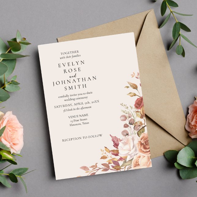 Cream Rose Elegant Wedding Invitation (Creator Uploaded)