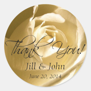Cream Rose Thank You Wedding Favour Stickers