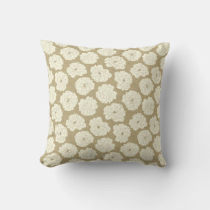 Cream Roses on Golden Beige - seamless pattern.  Cushion