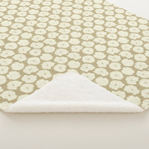 Cream Roses on Golden Beige - seamless pattern.  Sherpa Blanket