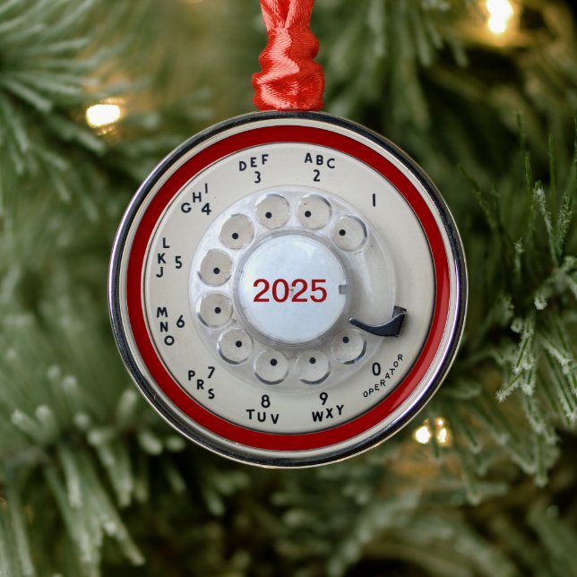 Cream Rotary Telephone Dial Metal Tree Decoration (Tree)