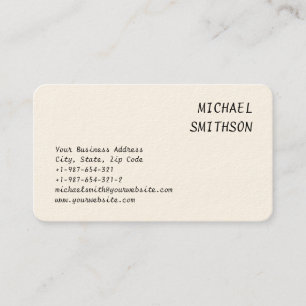 Cream Rounded Corner Charming Script Business Card