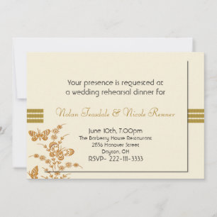 Cream & Rust Butterfly Rehearsal Dinner Invitation