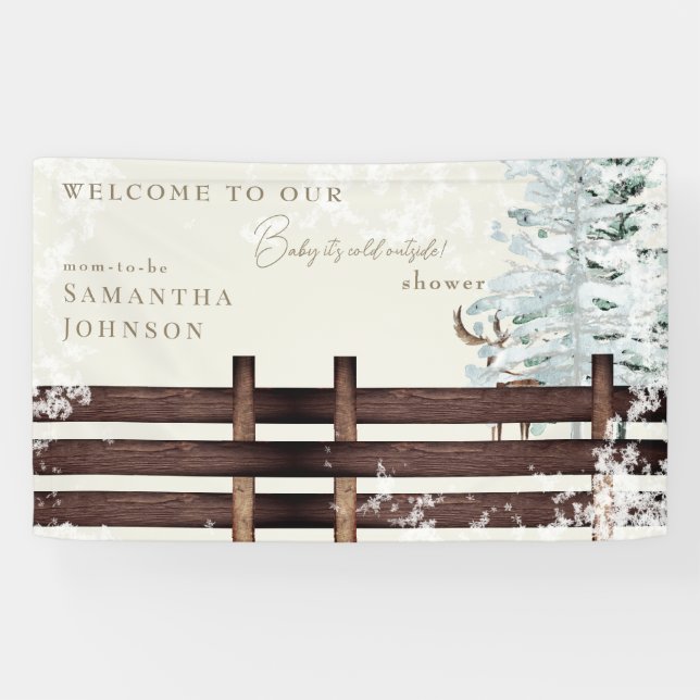 Cream Rustic Baby it's Cold Outside Welcome Banner (Horizontal)