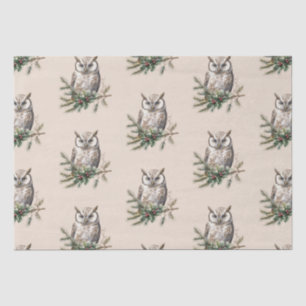 Cream Rustic Owls and Flowers Tissue Paper