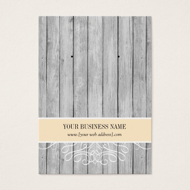 Cream Rustic Wood Custom Earring Card (Front)