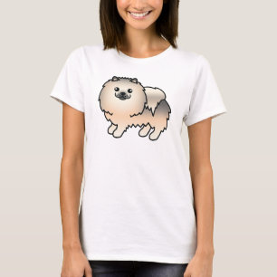 Cream Sable Cute Cartoon Pomeranian Dog Art T-Shirt